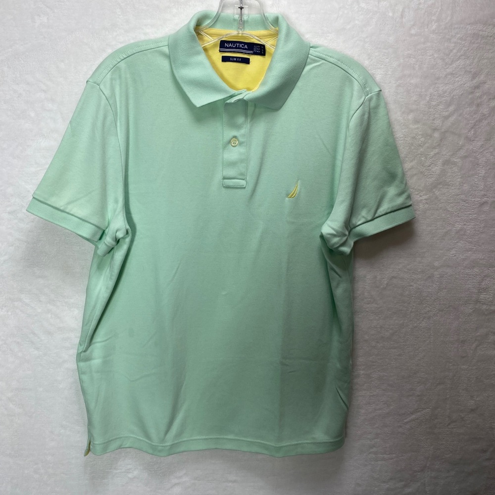 NAUTICA Mens M Mint Green Polo Golf Shirt Short Sleeve Collared Casual